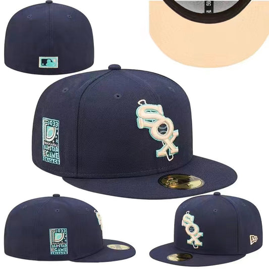 Chicago White Sox Fitted MLB Hat with 1933 All-Star Game Patch and Aqua Accents – Navy Blue