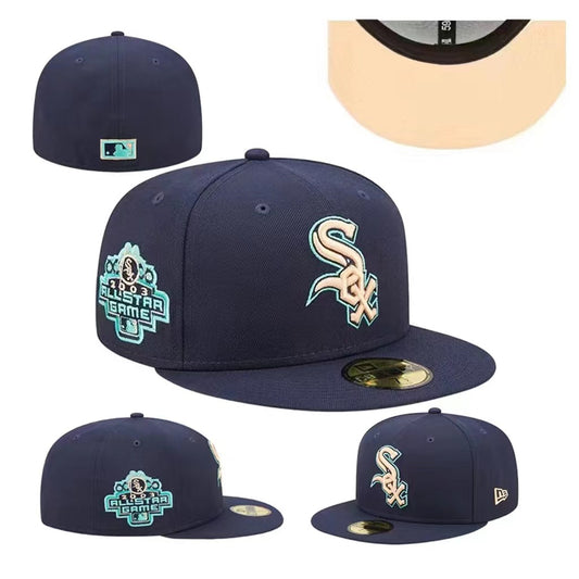 Chicago White Sox Fitted MLB Hat with 2003 All-Star Game Patch and Aqua Accents – Navy Blue