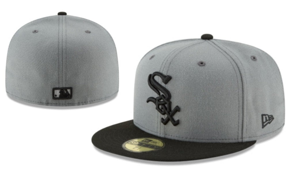 Chicago White Sox Fitted MLB Hat with Black Logo and Brim – Gray