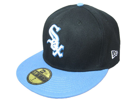 Chicago White Sox Fitted MLB Hat with Light Blue Brim – Black