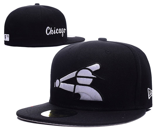 Chicago White Sox Fitted MLB Hat with Retro Batter Logo – Black