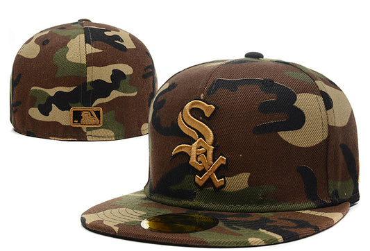 Chicago White Sox Fitted MLB Hat with Camouflage Design and Gold Logo