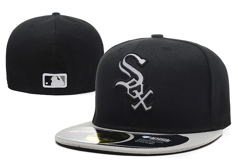 Chicago White Sox Fitted MLB Hat with Metallic Silver Logo and Gray Brim