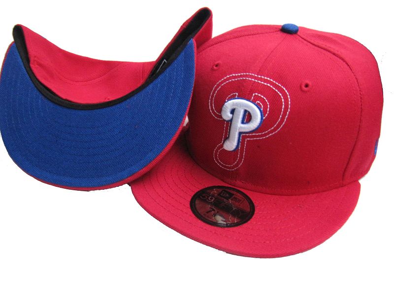 Philadelphia Phillies Red Fitted Hat with Blue Underbill – Embroidered Logo