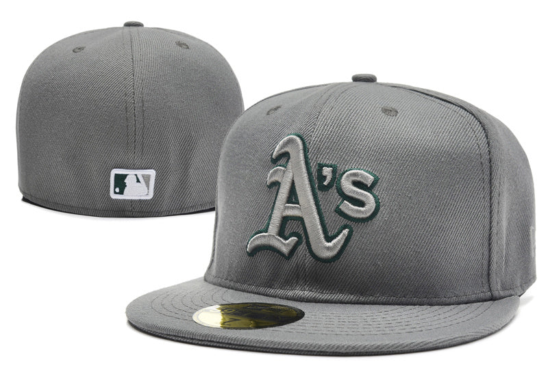 Oakland Athletics Fitted Cap – Grey with Embroidered Logo