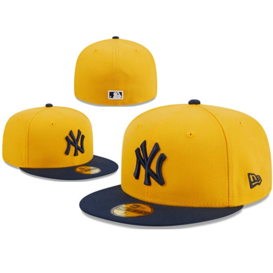 New York Yankees Fitted Cap – Yellow with Navy Blue Brim