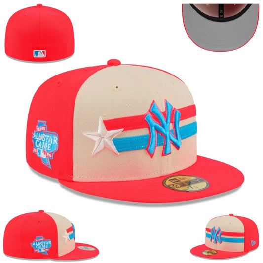 New York Yankees All-Star Game Fitted Cap – Red and Beige with Star Embroidery