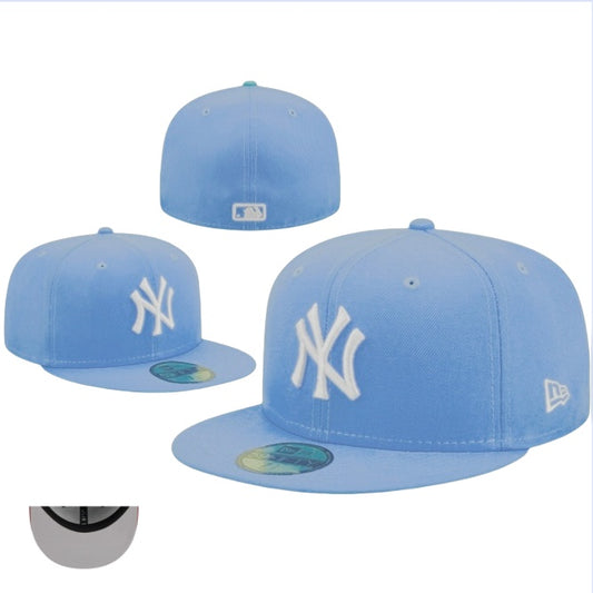 New York Yankees Light Blue Fitted Cap with Classic Logo