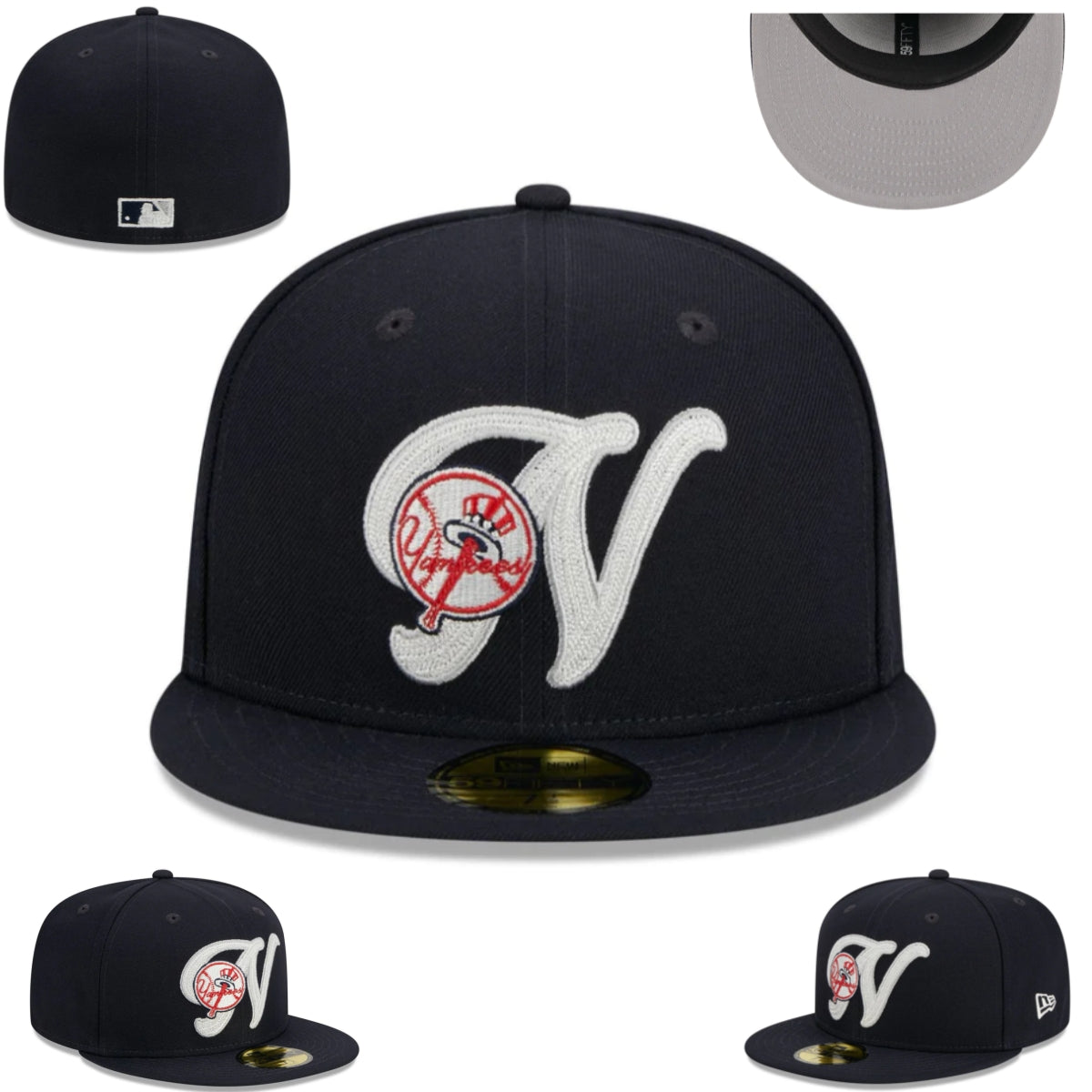 New York Yankees Fitted Cap – Black with Embroidered Detailing