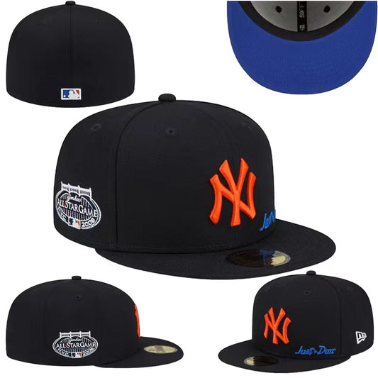 New York Yankees 59FIFTY Fitted Hat with All-Star Game Patch and Orange Logo – Black