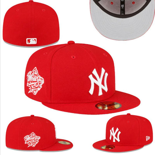 New York Yankees 59FIFTY Fitted Hat with 1999 World Series Patch – Red