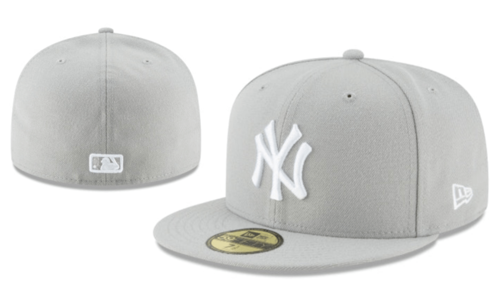 New York Yankees 59FIFTY Fitted Hat with White Logo – Gray