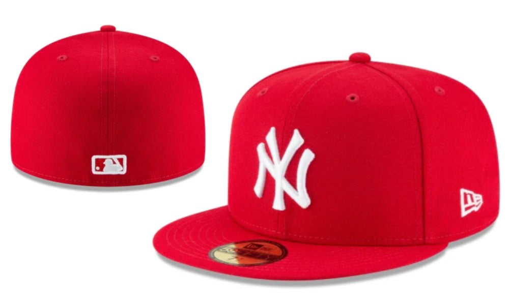 New York Yankees 59FIFTY Fitted Hat with White Logo – Red