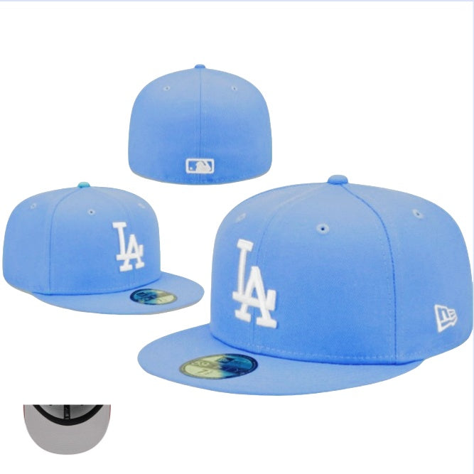 Los Angeles Dodgers Sky Blue Fitted Cap with White Logo