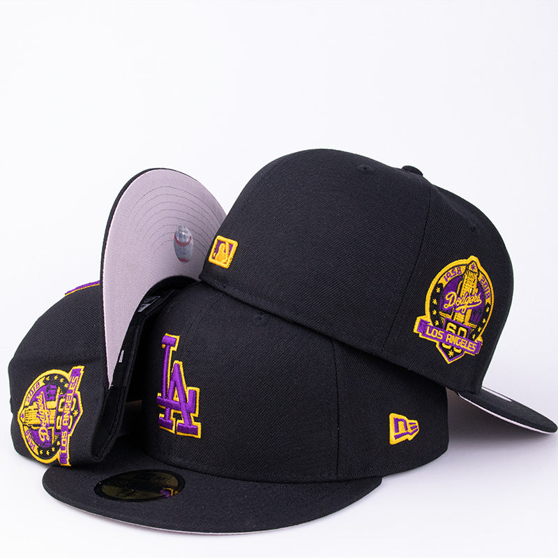 Los Angeles Dodgers Black and Purple 60th Anniversary Fitted Cap