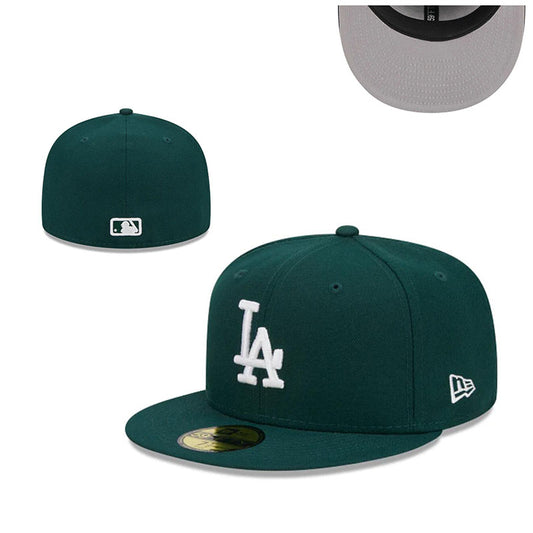 Los Angeles Dodgers Forest Green Fitted Cap with White Logo