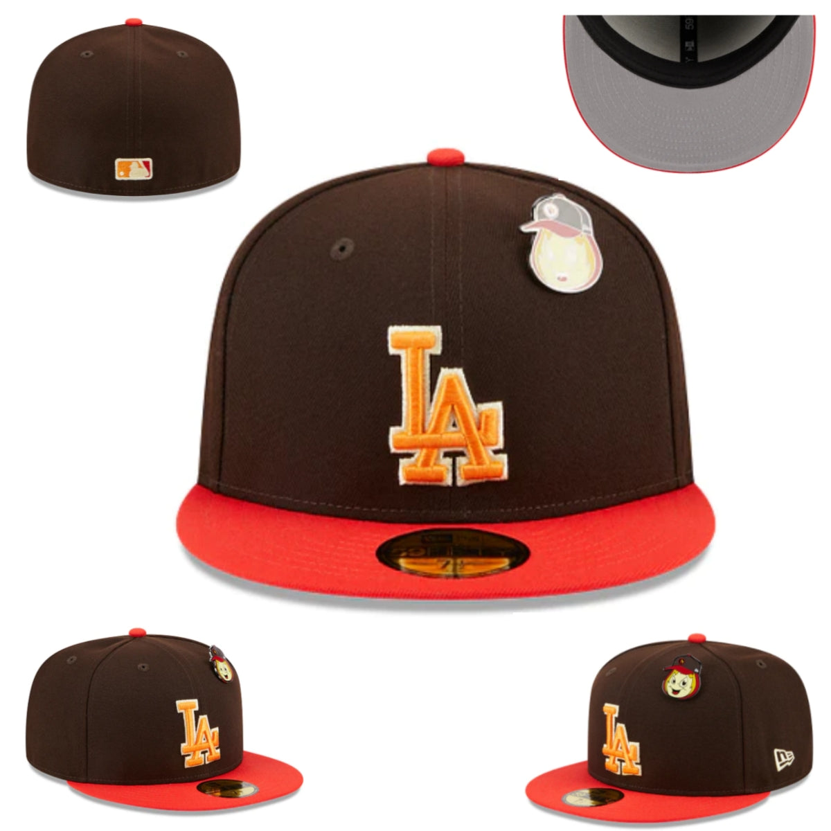 Los Angeles Dodgers Brown and Orange Fitted Cap