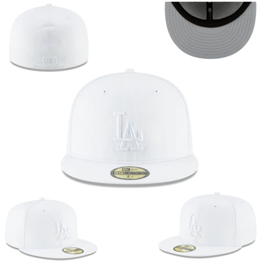 Los Angeles Dodgers All-White Fitted Cap