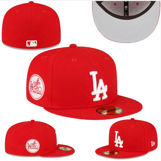 Los Angeles Dodgers Red Fitted Hat with 1980 All-Star Game Side Patch and Grey Undervisor