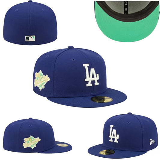 Los Angeles Dodgers Royal Blue Fitted Hat with 1988 World Series Patch and Mint Green Undervisor