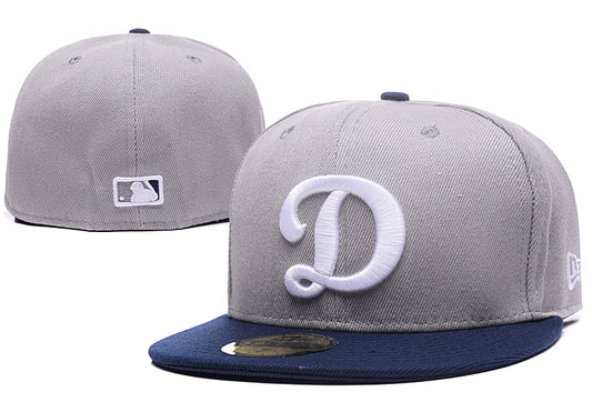 Los Angeles Dodgers Gray and Navy Vintage Logo Fitted Hat