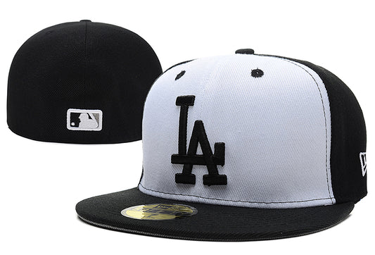 Los Angeles Dodgers Black and White Panel Fitted Hat with Bold LA Logo