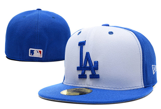 Los Angeles Dodgers Royal Blue and White Panel Fitted Hat with Bold LA Logo