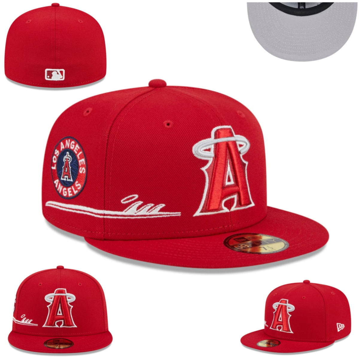 Los Angeles Angels Red Fitted Hat with Bold Team Logo and Side Patch