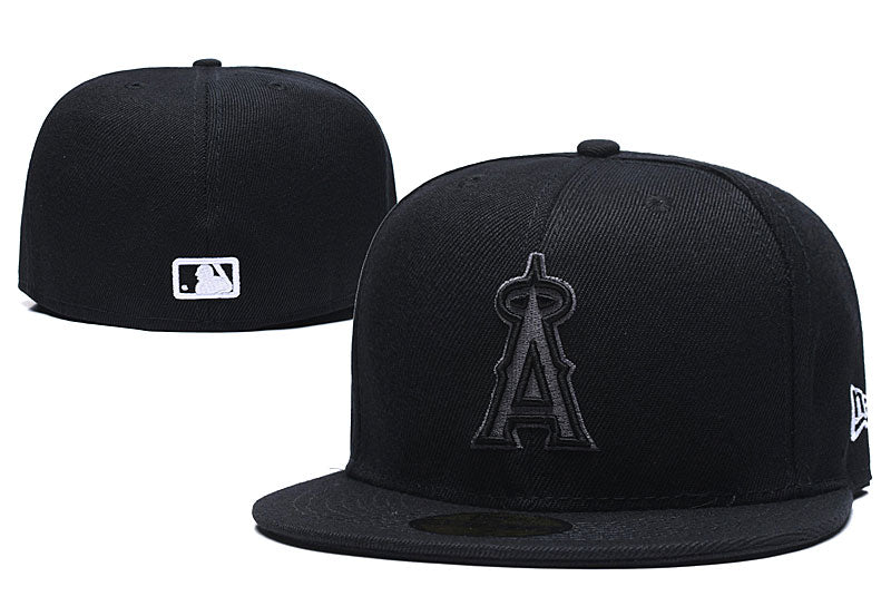 Los Angeles Angels Blackout Fitted Cap – Stealth Black MLB Hat with Embroidered Logo