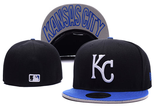 Kansas City Royals Black and Blue Brim Fitted Cap with Underbill Lettering