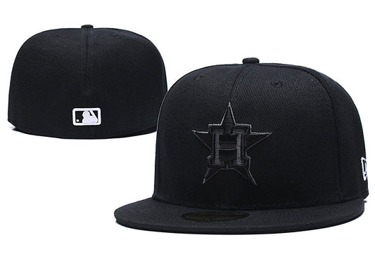 Houston Astros Blackout Fitted Cap with Embroidered Star and H Logo – MLB Baseball Hat