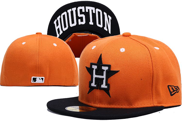 Houston Astros Orange and Black Fitted Cap with Star and H Logo – MLB Baseball Hat