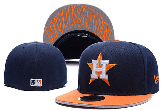 Houston Astros Navy and Orange Fitted Cap with Star Logo and Under-Brim Houston Design – MLB Baseball Hat