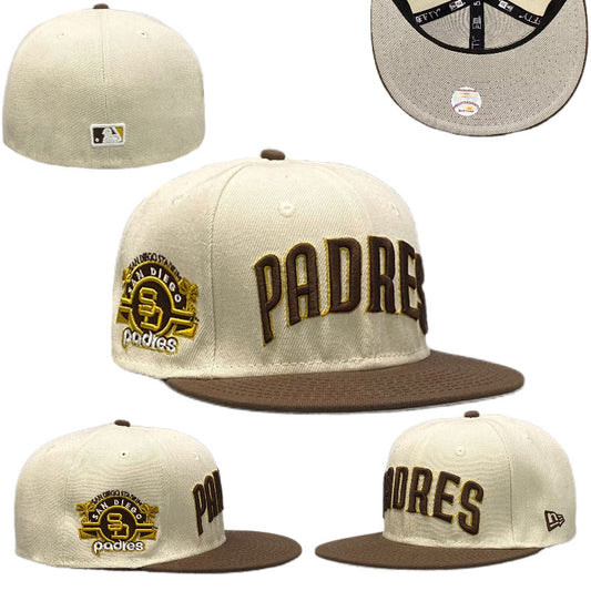 San Diego Padres Beige and Brown Fitted Hat with Embroidered Details