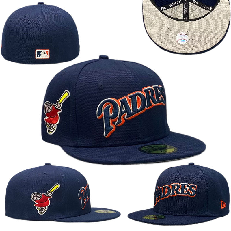 San Diego Padres Navy Fitted Hat with Classic Embroidery