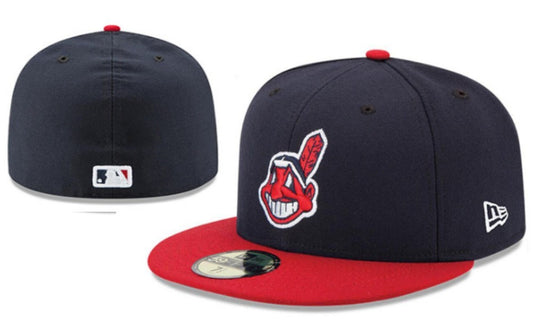 Cleveland Guardians Navy and Red Fitted Hat