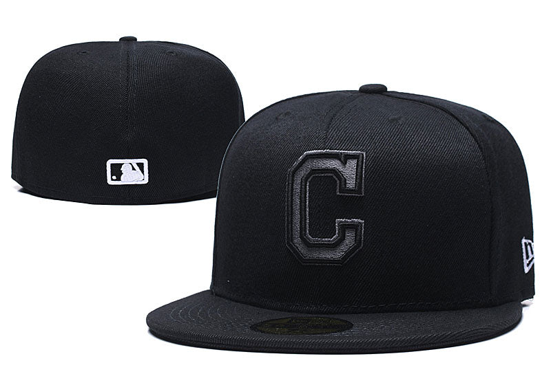 Cleveland Guardians Black Fitted Hat with Minimalist Monochrome Design