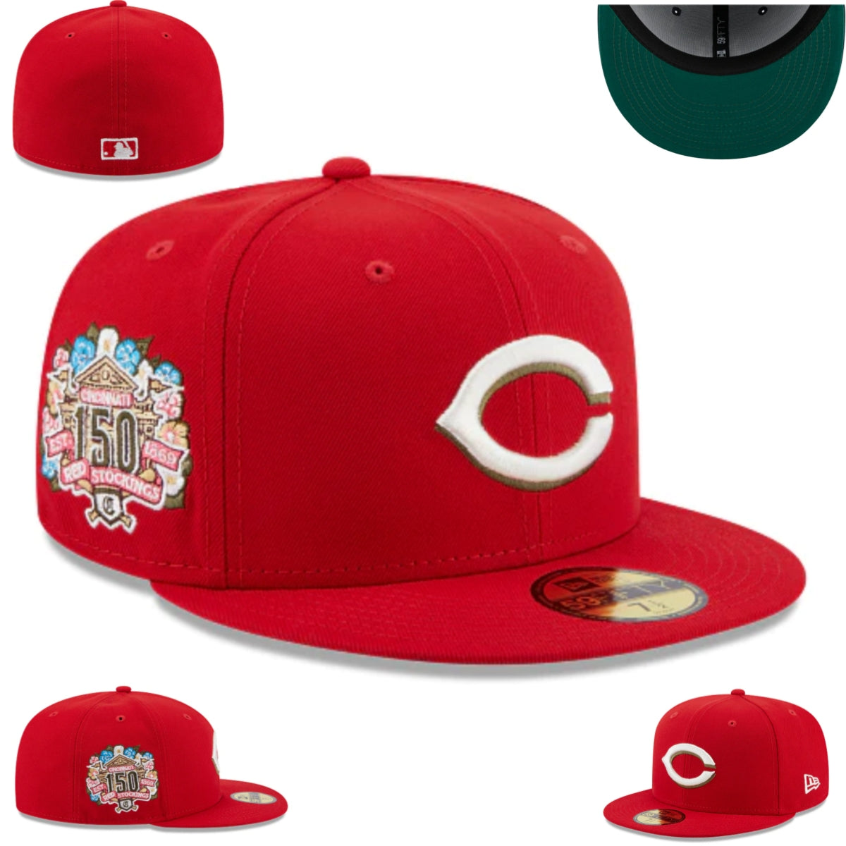 Cincinnati Reds 150th Anniversary Red Fitted Hat with Embroidered Patch