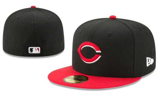 Cincinnati Reds Black and Red Fitted Hat