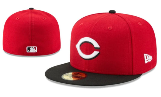 Official Cincinnati Reds Two-Tone Baseball Hat – Red and Black Fitted Cap for Fans