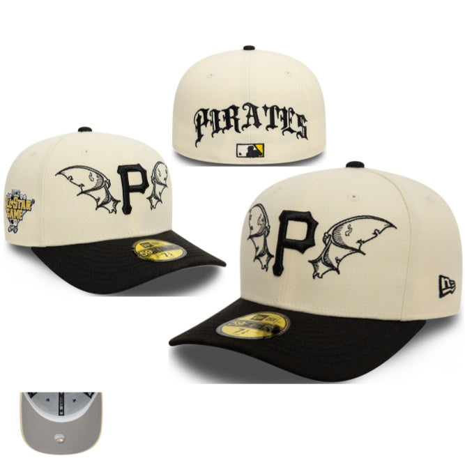 Pirates MLB All-Star Game Black & Cream Fitted Cap with Gothic Lettering