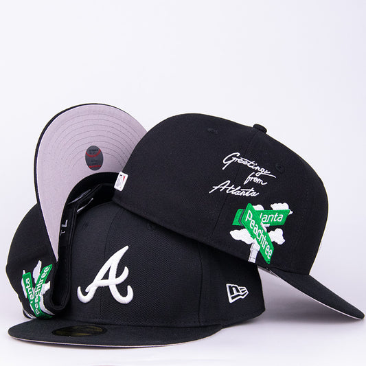 Atlanta Braves Fitted Hat – ‘Greetings from Atlanta’ with Peachtree Sign Design