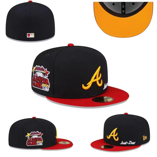 Atlanta Braves 2000 All-Star Game Black and Red Fitted Cap with Gold Undervisor