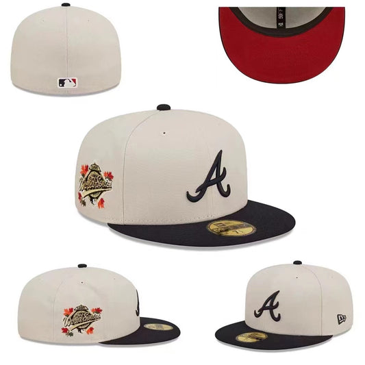 Atlanta Braves Multicolor Logo Black Fitted Hat with World Series Patch