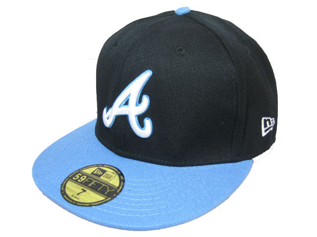 Atlanta Braves Black and Light Blue Fitted Hat with Stylish Embroidered Logo