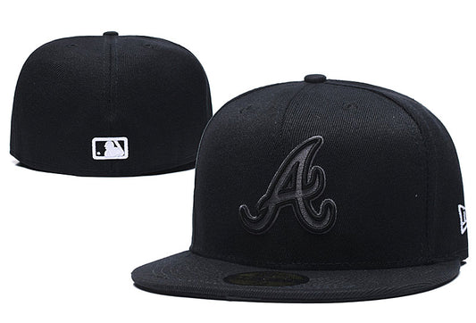 Atlanta Braves Blackout Fitted Hat with Embroidered Logo