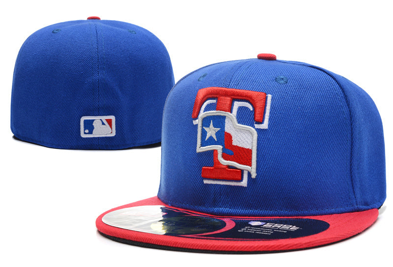 Texas Rangers Blue and Red Fitted Hat with Texas Flag Logo