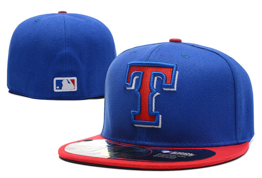 Texas Rangers Blue and Red Fitted Hat with Team Logo