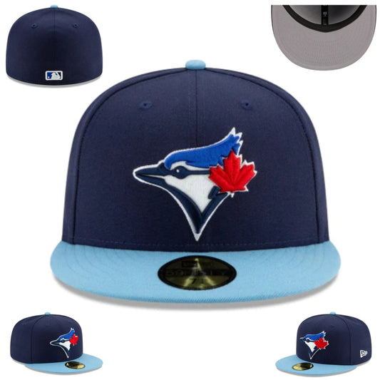 Toronto Blue Jays Navy and Light Blue Fitted Hat with Team Logo