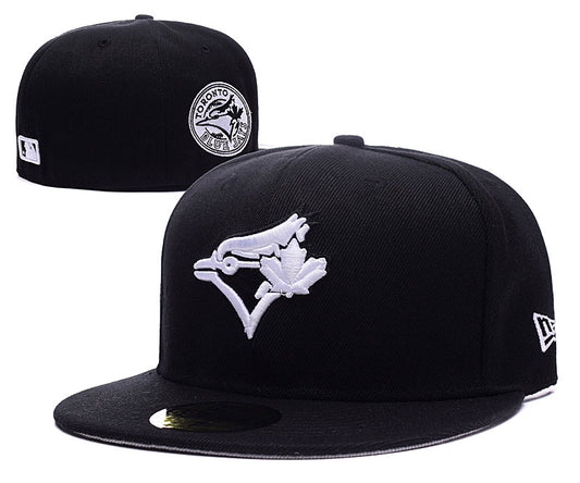 Toronto Blue Jays Black Fitted Hat with White Logo and Team Crest